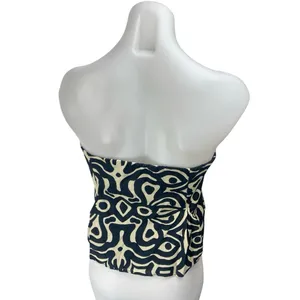 Zara Women's Black Pattern Strapless Sleeveless Bandeau Bustier Tube Tank Top XL thumbnail 2