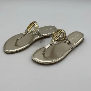 NWOT DKNY Flat Sandals Women's Size 6 Metallic Gold Flip Flop Thong New Slip‎ On thumbnail 2