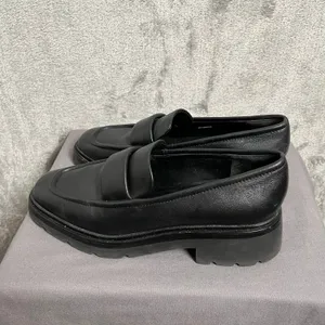 Vince Black Leather Robin Penny Loafer‎ Square Toe Chunky Women's 7.5 thumbnail 8