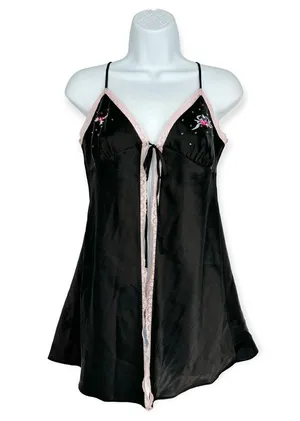 Victoria's Secret | Small | Open Tie Front Sexy Satin/Lace Embroidered Lingerie thumbnail 2