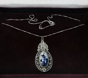 Sterling Silver Filigree Deift Dutch Pendant Signed Deift thumbnail 2