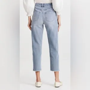 Something Navy Womens Jeans Blue Denim Straight Hi Rise Medium Wash Stretch 8 thumbnail 4