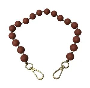 Italian Round Beaded Purse Handle‎ 21” Long Brown Gold Removable Beads only thumbnail 1