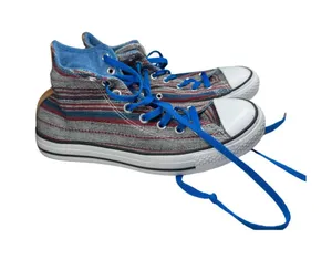Converse Chuck Taylor Hi Vision Blue Sneakers unisex striped high tops M8 W10 thumbnail 1