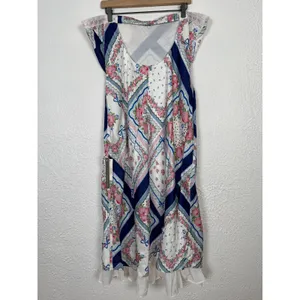 For Love & Lemons Daisy Mae Strapless Satin Patchwork Midi Dress Size 1X NWT thumbnail 4