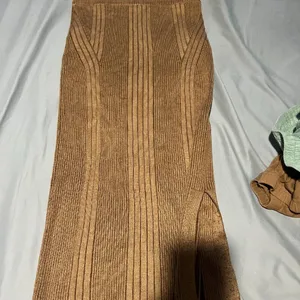 French Connection Mari Brown Side‎ Slit Long Dressy Pencil Skirt thumbnail 5