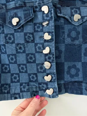 Jaded London Flower Checkered Print Short Sleeve Cropped Y2K 90s Button Down Top thumbnail 6