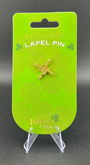 Lucky Irish Lapel Pin Gold Tone Celtic Knot Design Ireland Gift thumbnail 1