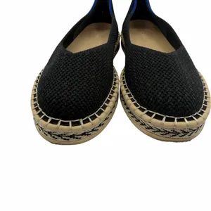 Rothy’s The Espadrille Flat in Black Boardwalk Knit Size 6.5 Jute‎ Sole Slip On thumbnail 3