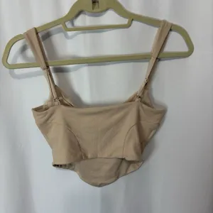 Oh Polly Cropped Bustier Corset‎ Top Beige Mesh Size 6 Coquette Y2K thumbnail 6