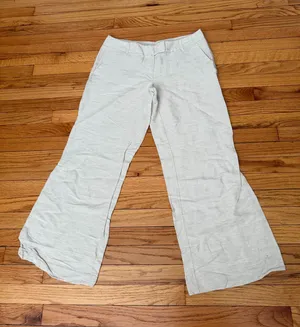 New York & Company Vintage Linen Cream Wide Trousers y2k sz 12 work minimalist coastal thumbnail 1