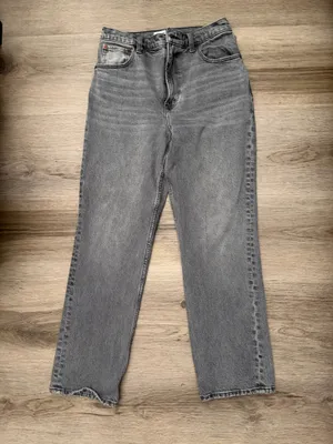 Abercrombie & Fitch High-Rise Straight Leg Women’s Jeans - Gray thumbnail 3