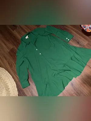 Tuckernuck green Crepe Callahan Shirt Dress long sleeve ruffle spring party $200 thumbnail 5