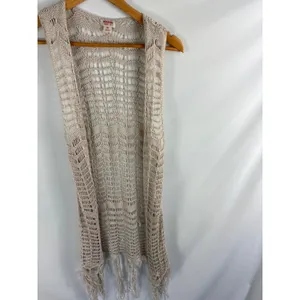 Mossimo Crochet Knit Boho Festival Longline Cardigan Vest Size XS thumbnail 2