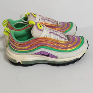 Nike Air Max 97 White Electro Green Fuchsia‎ Glow Sneakers Womens 7 Multicolor thumbnail 3