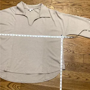 Andree by Unit V-neck Collared ribbed top Tan Size Large thumbnail 5