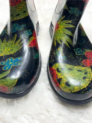 SLOGGERS Black Red & Green Floral Rain & Garden Waterproof Ankle Boots Size 9 thumbnail 7