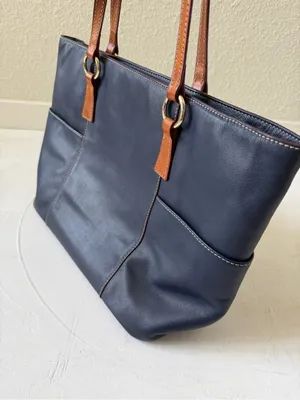 Dooney & Bourke Navy Blue Leather Lexington Shopper Tote Shoulder Bag thumbnail 9