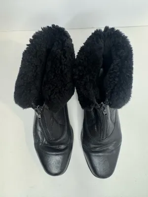 La Canadienne Black Leather Shearling Front Zip Ankle Boots Womens Size 7.5 thumbnail 2