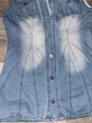 Y2K Denim Mini Dress Sleeveless Button Front Small thumbnail 4