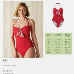 Matilda Jane Swimsuit Red Preppy One Piece Bathing‎ Suit Sz M Vacation Beach thumbnail 2