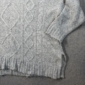 Aerie Women's Small Gray Cable Knit Turtleneck Sweater Oversized Pullover Wool thumbnail 2