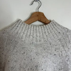 J. Jill Women's Mock Neck Pullover Sweater Oatmeal Gray Speckled Knit Size M thumbnail 4