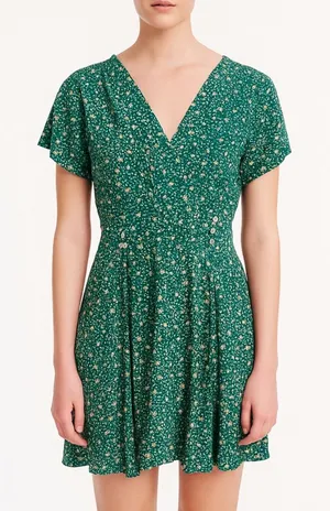 FREE PEOPLE Ditsy Floral Mini Dress‎ in Green size Medium 90s thumbnail 1