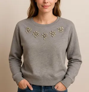 Hollister Gray Rhinestone Sweatshirt | Size M thumbnail 1