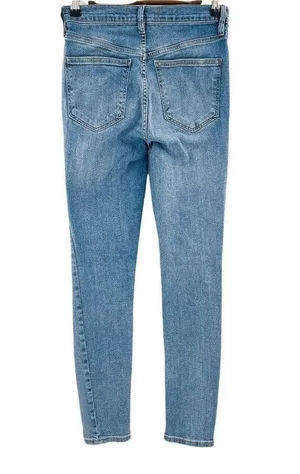 Free People Distressed Light Wash High Rise Stretch Skinny Jeans 26 S Short thumbnail 7