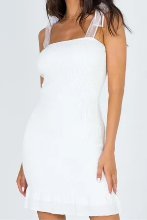 Princess Polly Lerea Mini Dress in White Size 0 New with tag thumbnail 1