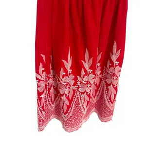 Kindred Anthropologie Dress Small‎ Red Embroidery Tassel Peasant Boho Scallop thumbnail 3
