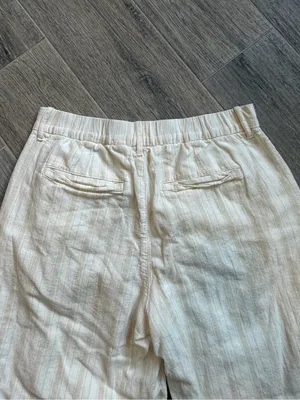 American Eagle Outfitters White Linen Wide Leg Pants Size 8 Casual Summer thumbnail 2