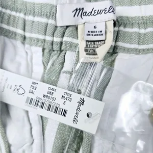 Madewell NWT The Tailored‎ Tapered Pant in Striped Linen-Blend Green White 6 thumbnail 5