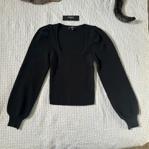 Lulus Black Knit Balloon Sleeve Top thumbnail 2