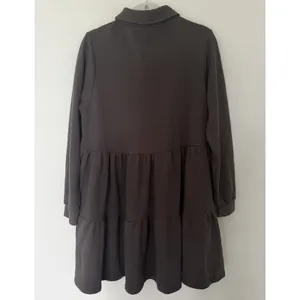 Natural Life Sylvan Sweatshirt Dress Charcoal Tiered Button Down Long Sleeve L thumbnail 3