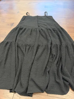 Astr Black Textured Tiered Dress with Spaghetti Straps Size Medium - C11-429 thumbnail 8