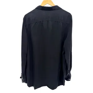 Aritzia Babaton Black Roll Tab Utility Button Down Shirt Blouse XL Quiet Luxury thumbnail 7
