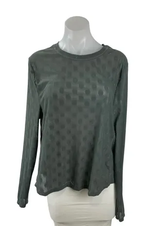 UGG Womens Green Floral Dot Mesh Crew Neck Long Sleeve Sweater Tee T-Shirt Top M thumbnail 1