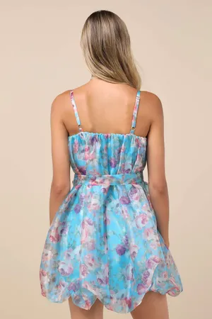 Lulus Bountiful Poise Floral Organza Bubble-Hem Mini Dress thumbnail 3