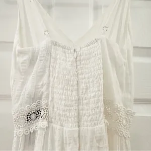 Lulu’s Light Breeze White Striped Crochet Lace Boho Tiered Maxi Dress Sz XS thumbnail 11