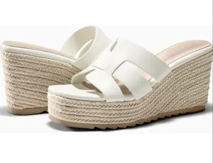 Coutgo Women's Wedge Sandals Platform Espadrille Heels Open Toe Strappy Slip On Casual Summer Slide Shoes thumbnail 3