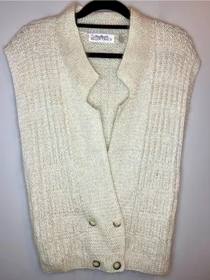 Vintage Linda Allard Ellen Tracy Mohair Blend Cardigan Vest S Cream thumbnail 1