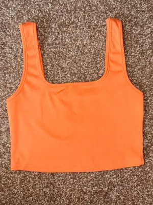 Orange Ribbed Tank Top Size XS thumbnail 3