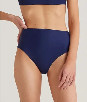 Quince Italian High-Rise Bikini Bottom Swim Deep Navy Blue Size Medium NEW thumbnail 1