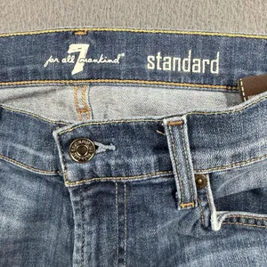 7 For All Mankind Standard Jeans Womens 31 Blue Straight Denim Stretch Raw Hem thumbnail 4