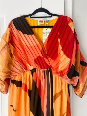Farm Rio Pleated Wrap Front Kaftan Dress, Size S thumbnail 6