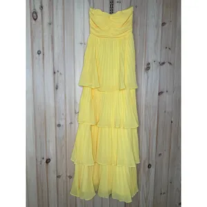 NWT Lulus Seriously Sensational Yellow Strapless Tiered Maxi Dress Banquet XXS thumbnail 2