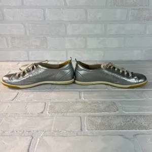 Ecco Sneakers Womens‎ 38 Metallic Silver Leather Lace Up 7 7.5 thumbnail 8