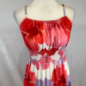 Grace Karin smocked ruffle floral maxi dress with pockets size medium thumbnail 7